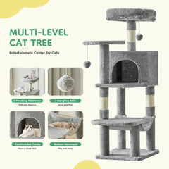JHK Cat Tree Tall Multi Cat Climbing Tower With Natural Sisal Posts Indoor