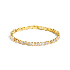 PAVOI 14K vergoldetes klassisches Tennisarmband mit Zirkonia | Goldarmbänder für Damen | 4mm Zirkonia, Größe 16,5-19 cm