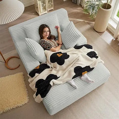 80 Zoll Chaiselongue für Innenbereiche, überdimensionales gepolstertes Sofabett aus Cord ohne Gestell, tiefes Schlafsofa Lesesessel, Cl