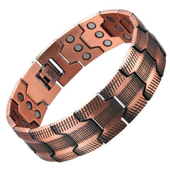 Magnetarmband aus reinem Kupfer für Herren – 3500-Gauss-Magnete, verstellbar und hypoallergen. Stilvolles Wellness-Geschenk für Ihn, lindert Müdigkeit & steigert Energie, ist ein Schmuck-Magnetarmband für den Alltag und Aktivitäten, Vatertagsgeschenk
