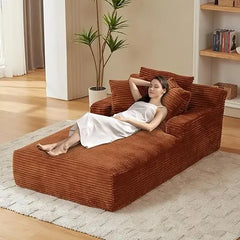 80 Zoll Chaiselongue für Innenbereiche, überdimensionales gepolstertes Sofabett aus Cord ohne Gestell, tiefes Schlafsofa Lesesessel, Cl
