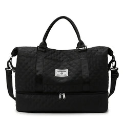 Große Reisetasche Set, Reisetasche mit Reißverschluss und Buchstabenmuster mit Schuhfach, lässige Sport-Fitnesstasche für Damen und Herren, Wochenend-Reiseset