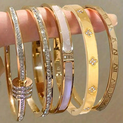 ZAKOL Ensemble de 5/1 Bracelets Scintillants en Acier Inoxydable Incrustés de Zircon pour Femme, Bracelets Joncs Empilables, Bijoux Tendance qui ne se Décolorent pas, Idée Cadeau