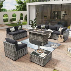 7 Piece Patio Furniture Set Wicker Rattan Patio Conversation Set Outdoor Sectional Sofa Set with Coffee Table and, Customized