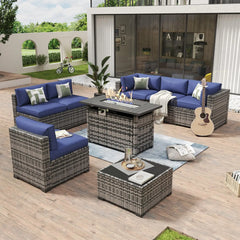7 Piece Patio Furniture Set Wicker Rattan Patio Conversation Set Outdoor Sectional Sofa Set with Coffee Table and, Customized