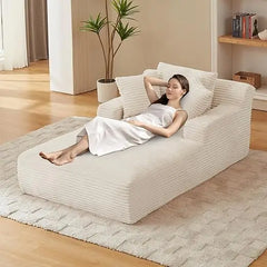 80 Zoll Chaiselongue für Innenbereiche, überdimensionales gepolstertes Sofabett aus Cord ohne Gestell, tiefes Schlafsofa Lesesessel, Cl