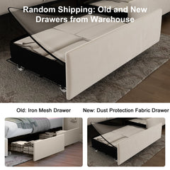 GEGOFORU Queen LED-Bettrahmen mit Galaxy-Projektor, Bluetooth-Lautsprecher, USB-Anschlüssen, 4 Schubladen, kein Boxspringbett erforderlich, PU Schwarz
