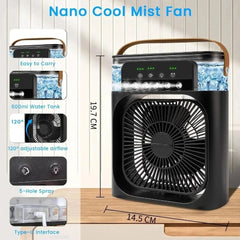 Ventilateur de climatiseur trois-en-un avec lumière LED Humidificateur portable Ventilateur de climatiseur 3/4 vitesses Ventilateur à jet d'eau portable pour voyage en extérieur