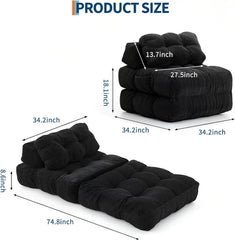 3-in-1 34" Folding Sofa Bed with Pillow Boneless Matress with Back Support Comfy Portable Convertible Sleeper Chair Floor Sofa