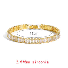 PAVOI 14K vergoldetes klassisches Tennisarmband mit Zirkonia | Goldarmbänder für Damen | 4mm Zirkonia, Größe 16,5-19 cm