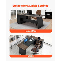 Uimoso 350 LB L-Shaped Executive Desk with Cabinet & Drawers – Large Home Office Computer Desk