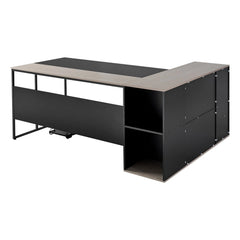 Uimoso 350 LB L-Shaped Executive Desk with Drawers & Stand – Large Home Office Computer Desk