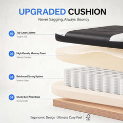 White Leather Ergonomic Gaming Chair with Footrest – High Back Gaming Desk Chair with Lumbar Support