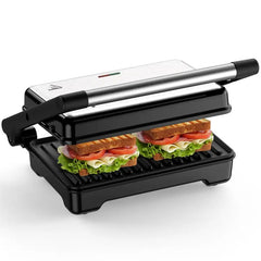 YASHE Panini Grill, 1200 W Machine à Croque Monsieur et Panini, Plaques en Aluminium Moulé Revêtues Antiadhésives, pour 2 Tranches de Pain, Ouverture à 180 Degrés, Facile à Nettoyer, Polyvalent