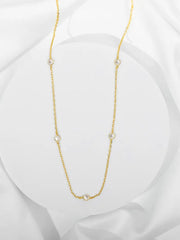 PAVOI 14K vergoldete Halskette für Damen – filigrane Choker-Halskette mit simulierten Diamanten – leichte CZ-Kettenhalskette für Damen