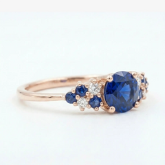 The Celestia • Round Blue Sapphire Cluster Ring