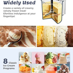10-Funktionen Elektro-Eismaschine, 8 Programme + Mix-In & Re-Spin, hausgemachtes Eis, Gelato, Frozen Yogurt & mehr, High-Protein, Keto, vegan, laktosefrei Optionen