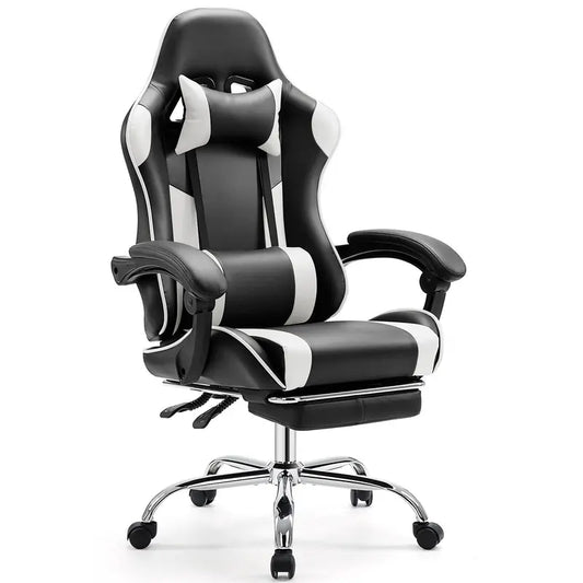 Game Chair - Ergonomic Computer with Height Adjustable 360° Swivel, Comfy Lumbar Support, Fixed Up Armrest, Fixed Base