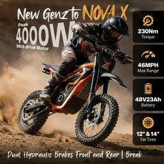 ESKUTE Nova X E-Bike für Erwachsene, Vatertagsgeschenk, 4000 W Spitzenleistung, Offroad-E-Bike mit Vollfederung, 48 V 22,8 Ah, All-Terrain-Fahrrad für Campingausrüstung