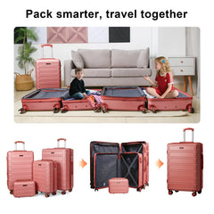 4-TEILIGES Aaivv Robustes ABS Hartschalenkoffer-Set, erweiterbare Spinner-Koffer mit TSA-Schloss & Rollen, leichtes, strapazierfähiges Reisegepäck für Familienreisen & Schulanfang, robustes ABS-Gepäck Vatertagsgeschenk