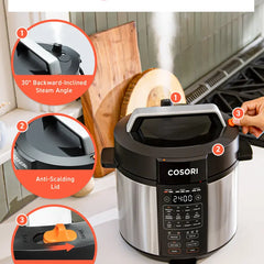 COSORI 9-in-1 6-qt Electric Instant Pressure Cooker - Instant Multi Cooker, 1100W Multifunction Kitchen Appliance with Rice, Sauté, Sous Vide, Sterilizer Modes, Stainless Steel & Aluminium Inner Pot, Safety Features,summerwins