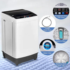 Ubesgoo 15.6LBS Portable Washing Machine, Full-Automatic Laundry Machine with Stainless Steel Drum, 10 Wash Programs Compact Washer and Spin Dryer Combo with Drain Pump for Apartment, Dorm, Home