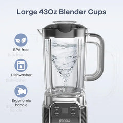 Ganiza Professional Smoothie Blender 1100W Motor 25000 RPM 8 Auto Programs for Frozen Fruits Ice 64 oz Large 12-in-1 Countertop Blender Dishwasher Safe Multifunctional Juicer food processor nutribullet vitamix juicer machine