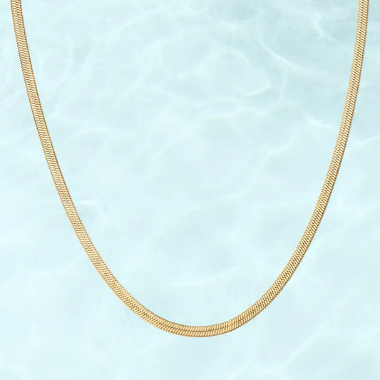 PAVOI Waterproof Chain Necklaces for Women - 14K Gold Plated Flat Curb, Herringbone, Snake, Rope, Chunky Paperclip, CZ Cuban Link & Figaro Layering Chains Necklaces - Stainless Steel Jewelry