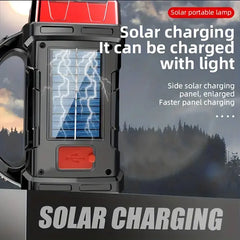 High Power LED Flashlights Camping Torch Work Light Charge 2-In-1 Solar Powered 4LED High Brightness Rechargeable Flashlight Portable Design 4 Lighting Modes USB Charging Suitable for Hiking Outdoor Exploration & Emergency Use,campingessentials,outdoorfur