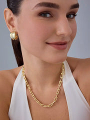 PAVOI 14K vergoldete Chunky Ketten Halsketten für Frauen - Gold Statement Halskette mit gestuften Gliedern - Breite ovale Glieder Hantelglieder Paperclip Ketten