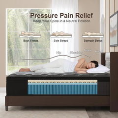 10"12"14" Twin Full Queen King Size Mattress in a Box Hybrid Spring Memory Foam, Medium Firm Ergonomic Mattress