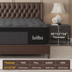 10"12"14" Twin Full Queen King Size Mattress in a Box Hybrid Spring Memory Foam, Medium Firm Ergonomic Mattress