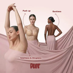 PUFF Klebe-BH – Nr.1 Push-up Klebe-BH, wasserdicht & schweißfest, unsichtbarer BH, wiederverwendbarer Silikon-Klebe-BH für Frauen, inklusive Aufbewahrungsplatte & austauschbaren Pads