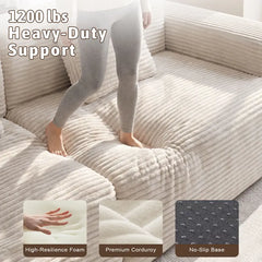 【Fête des Pères】Canapé-lit sans cadre segmenté de 126 pouces. Tissu en velours côtelé compact sans cadre, canapé-lit de sol multifonctionnel pour coins lecture douillets et espaces invités, design ergonomique, expédié en deux pièces modulables