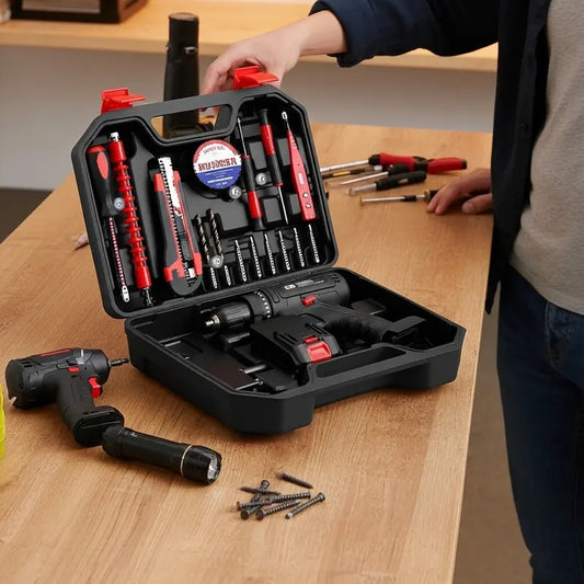 Tool Set Kit ,All-in-One Compact Tools kit,Home Tool Kit With Storage Case, DIY Power Tools For Fence Work, Home Décor, Furniture Assembly & Everyday Repairs