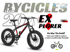 S20109 20 Zoll Mountainbike für Kinder und Jugendliche, Rahmen aus Kohlenstoffstahl, Scheibenbremsen, strapazierfähige Breitreifen, Federung vorne, 7-Gang, ideal für Schnee und Gelände