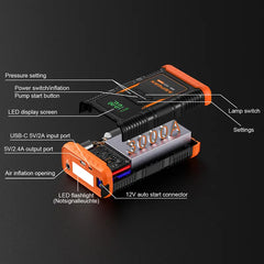 AsperX AX260 Jump Starter with Air Compressor, 3000A/150PSI Car Battery Jump Starter, 12V Jumper Box Portable with Tire Inflator for Truck, Vehicle