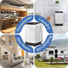 Ubesgoo 15.6LBS Portable Washing Machine, Full-Automatic Laundry Machine with Stainless Steel Drum, 10 Wash Programs Compact Washer and Spin Dryer Combo with Drain Pump for Apartment, Dorm, Home