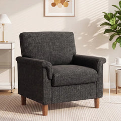 Mid-Century Modern Accent Chair, Upholstered Living Room Armchair, Easy Assembly