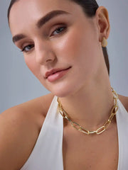 PAVOI 14K vergoldete Chunky Ketten Halsketten für Frauen - Gold Statement Halskette mit gestuften Gliedern - Breite ovale Glieder Hantelglieder Paperclip Ketten