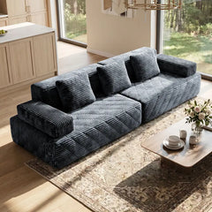 【Fête des Pères】Canapé-lit sans cadre segmenté de 126 pouces. Tissu en velours côtelé compact sans cadre, canapé-lit de sol multifonctionnel pour coins lecture douillets et espaces invités, design ergonomique, expédié en deux pièces modulables