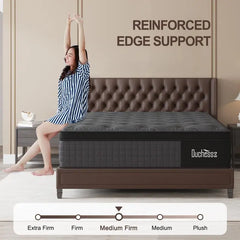 10"12"14" Twin Full Queen King Size Mattress in a Box Hybrid Spring Memory Foam, Medium Firm Ergonomic Mattress