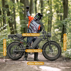 Qlaway BK20 Elektrofahrrad | Spitzenleistung 1500W | Vollgefedert | Höchstgeschwindigkeit 50 km/h | Reichweite 64-112 km | 48V 18Ah Entnehmbarer Akku | 2-Sitzer-Design | LED-Scheinwerfer | 20-Zoll All-Terrain Fat Tires | UL 2849 zertifiziertes E-Bike