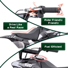 39cc 4-Stroke Off-Road Mini Bike Gas Powered, 20 MPH max Speed, 27 Miles Range, Dual Disc Brakes, EPA Approved Pocket Bike Supports 165 lbs for Teens,Black