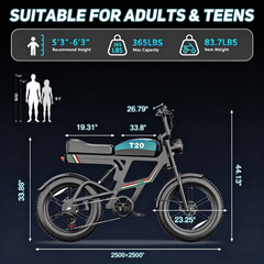PostJoy S9 2500W Electric Bike, 48V20Ah Battery up to 50 Miles 7-Speed , 20-inch Fat Tire Full Suspension, off-Road Dirt Mountain Bike UL2849 Certified