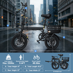 14" Electric Bike for Adults and Teens 14+,500W Motor Folding Ebike,20MPH,18-32Miles Range,Integrated 36V12Ah Battery,E-Mountain Bike,Dual Disc Brakes, Commuting/City,UL 2849