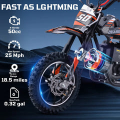 QEASET 49CC 4-Stroke Gas Powered Dirt Bike for Adults & Teens, off Road Tire, Pull Start