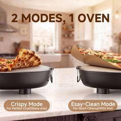 SENSCHEF 12-inch CrustyBake Beginner's Glazed Stone Pizza Oven: Quick 800°F Heating, Easy-Clean, Recipe Book & All Tools Included - Great for First-Time Pizza Makers