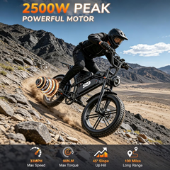 PostJoy S9 2500W Electric Bike, 48V20Ah Battery up to 50 Miles 7-Speed , 20-inch Fat Tire Full Suspension, off-Road Dirt Mountain Bike UL2849 Certified