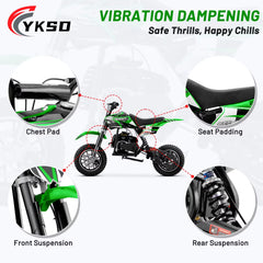 QEASET 40 CC 4-Stroke Dirt Bike, Gas Powered Mini Bike, Green